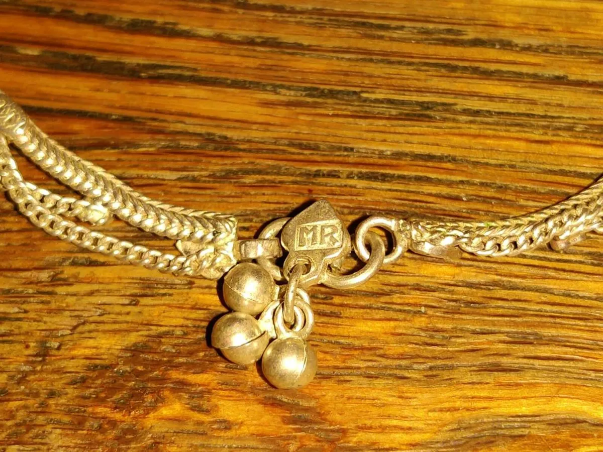 RARE ANKLE BRACELET, Real Silver 8"Long Hand Made - Image 3