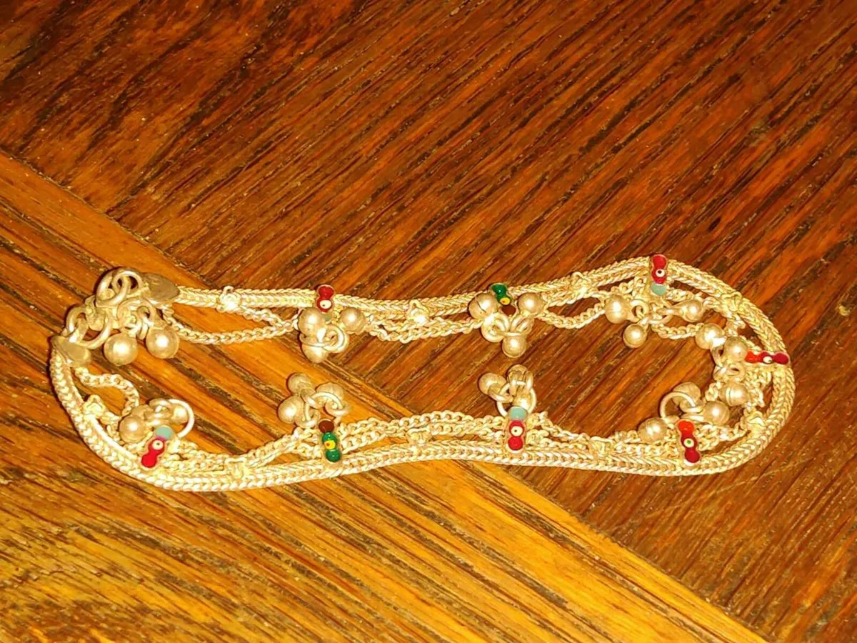 RARE ANKLE BRACELET, Real Silver 8"Long Hand Made - Image 4