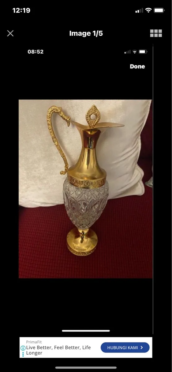 Vintage Crystal Claret Jug - Image 1