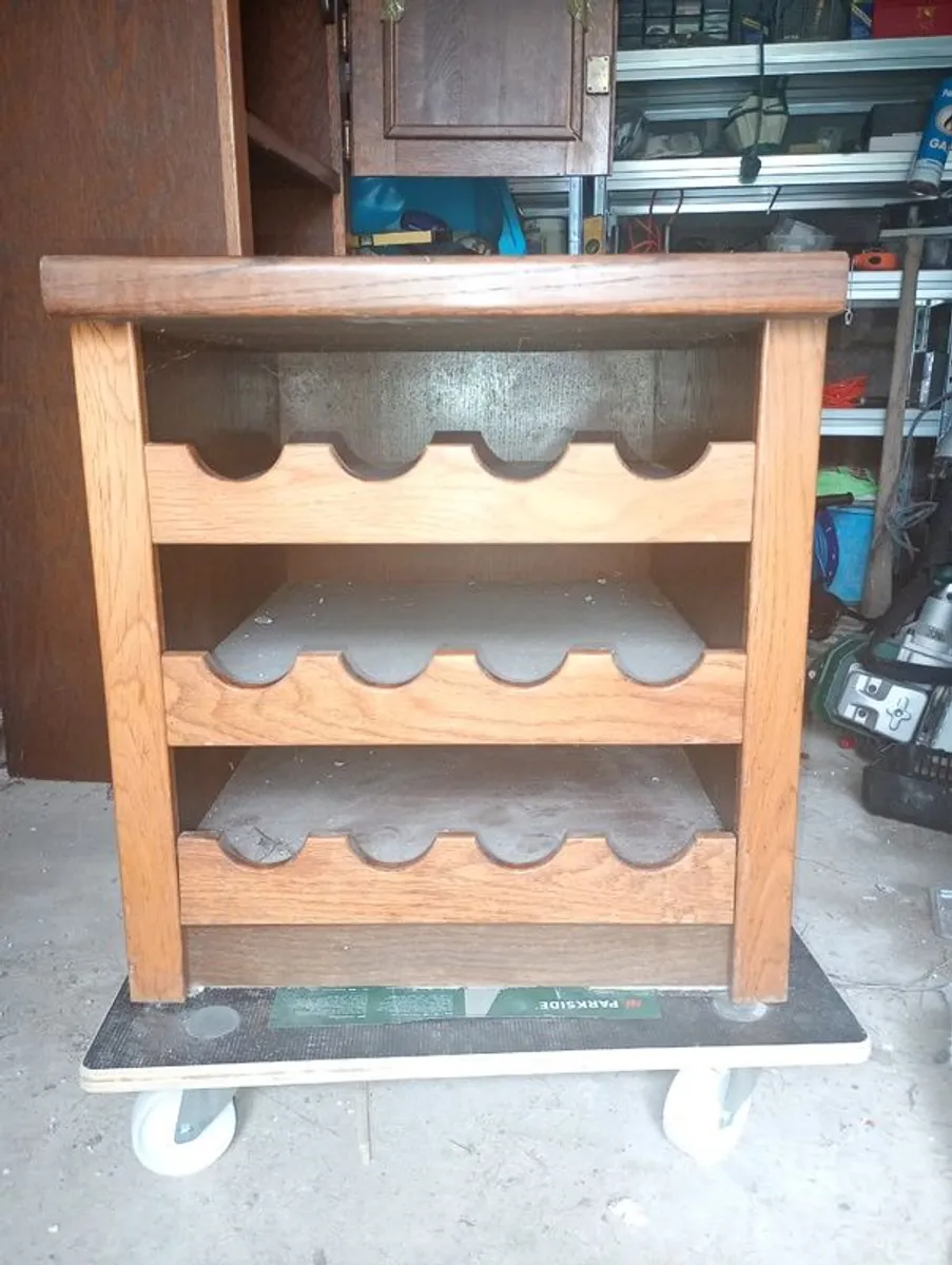Wooden Bar Cabinet & Wine Rack - Image 3