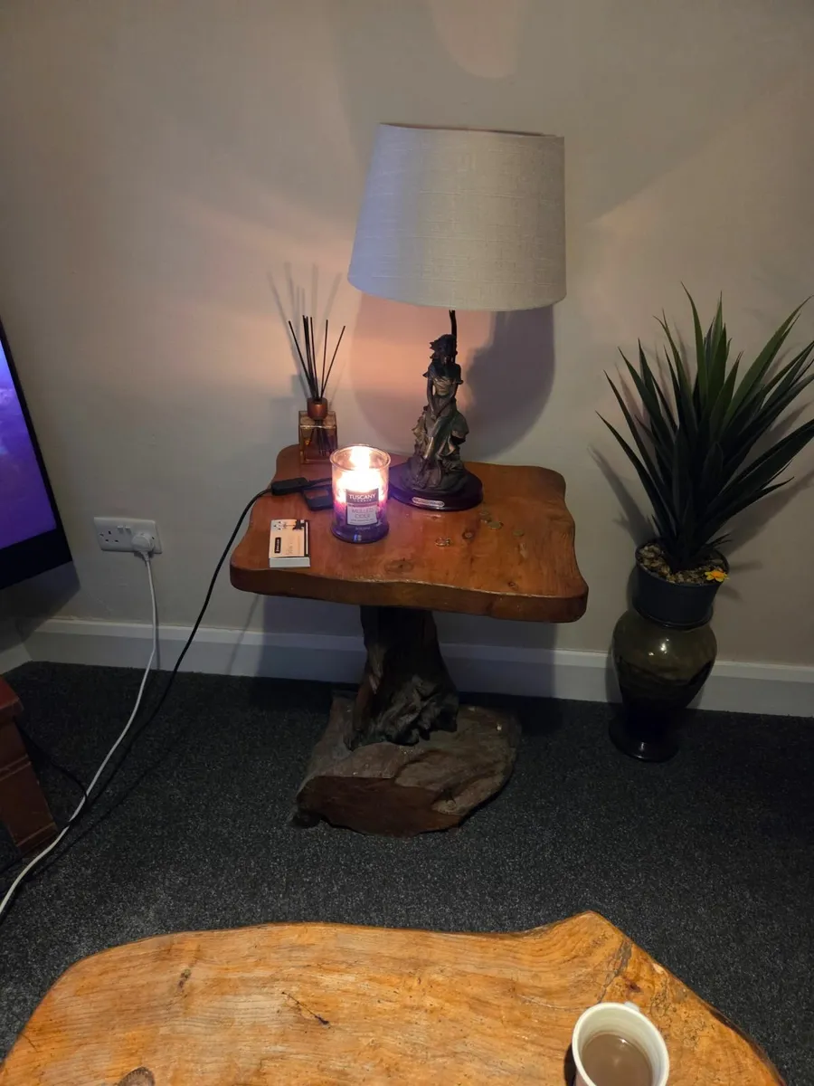 Bog oak made side table s x2 - Image 3