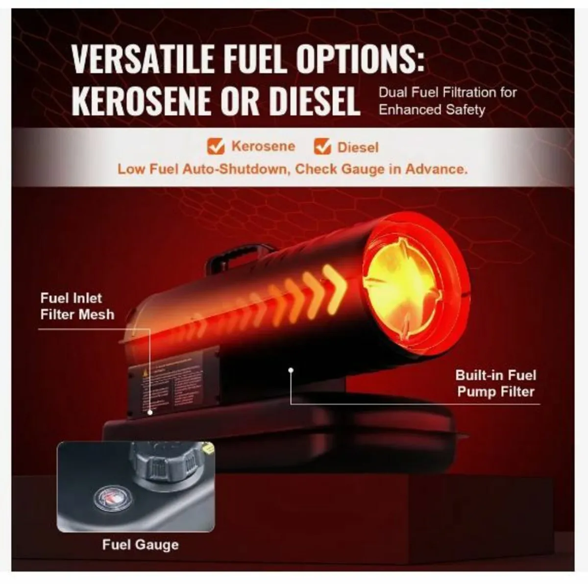 Kerosene/Diesel Forced Air Heater, 70000Btu - Image 4