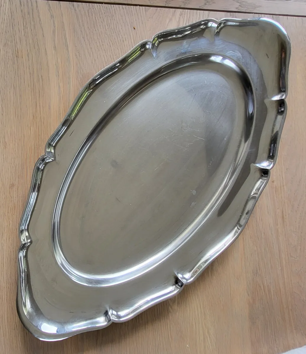 Vintage polished steel platter - Image 2