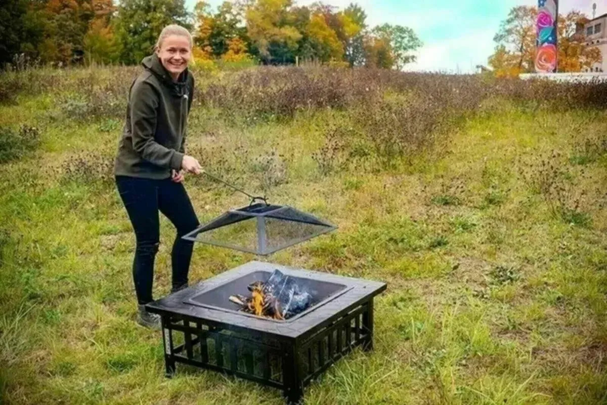 Fire Pit 3 in 1 Outdoor Square Metal Garden Stove - Image 2