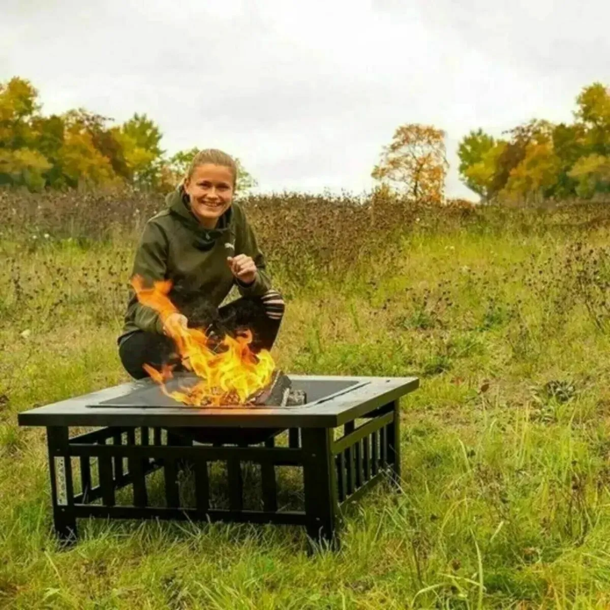 Fire Pit 3 in 1 Outdoor Square Metal Garden Stove - Image 4