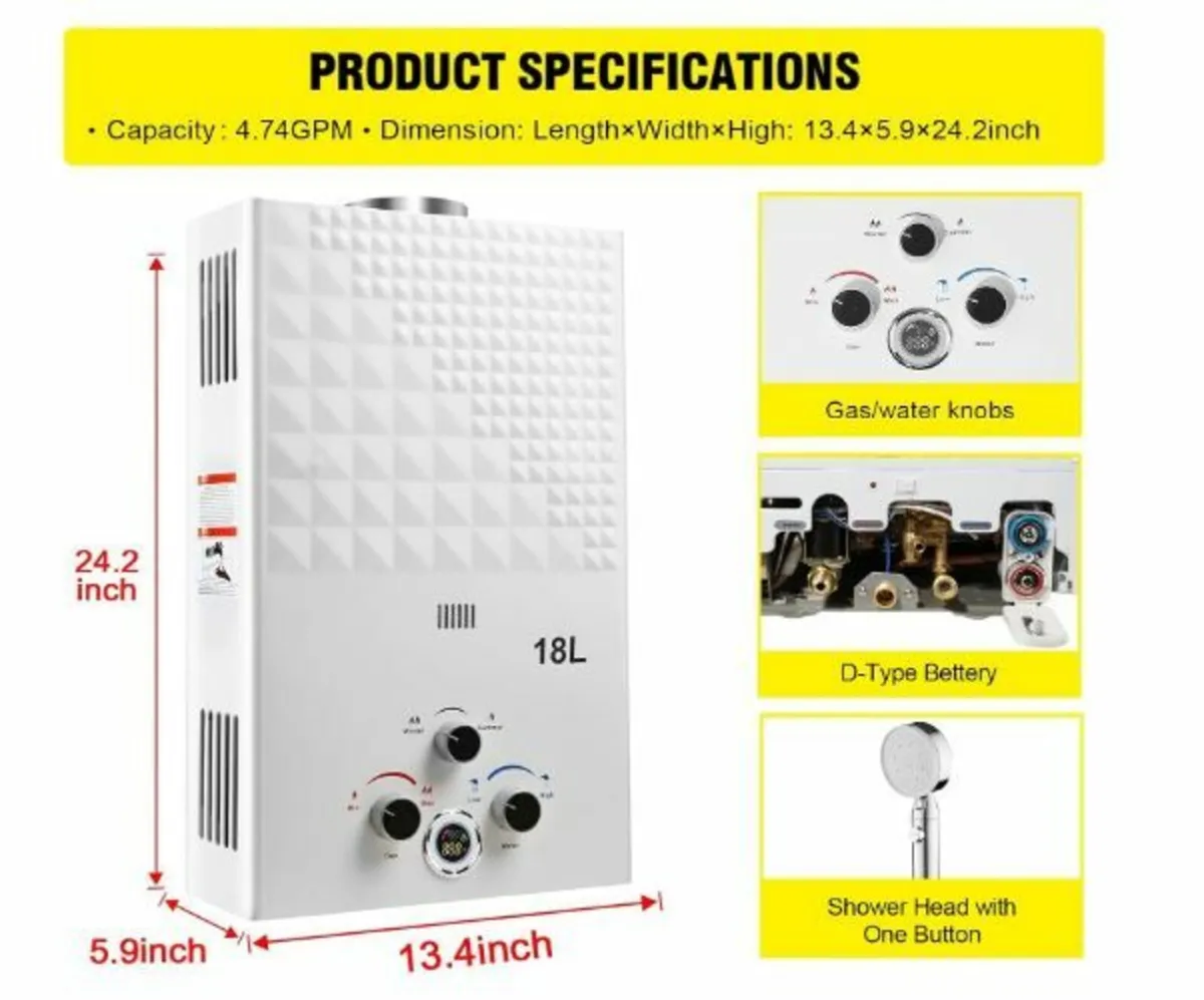 Gas Instantaneous Water Heater, 18 L - Image 2