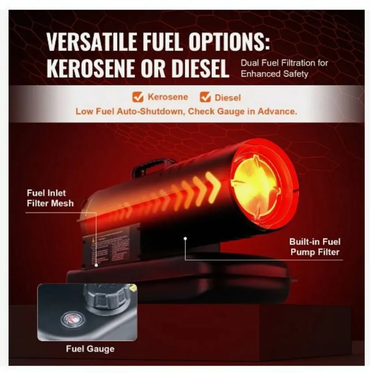 Kerosene/Diesel Forced Air Heater, 70000Btu - Image 4