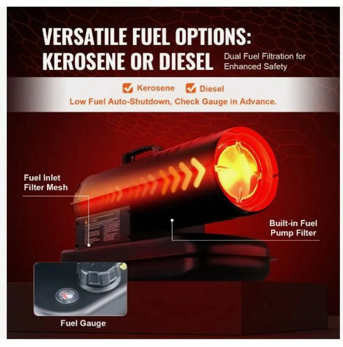 Kerosene/Diesel Forced Air Heater, 70000Btu - Image 3