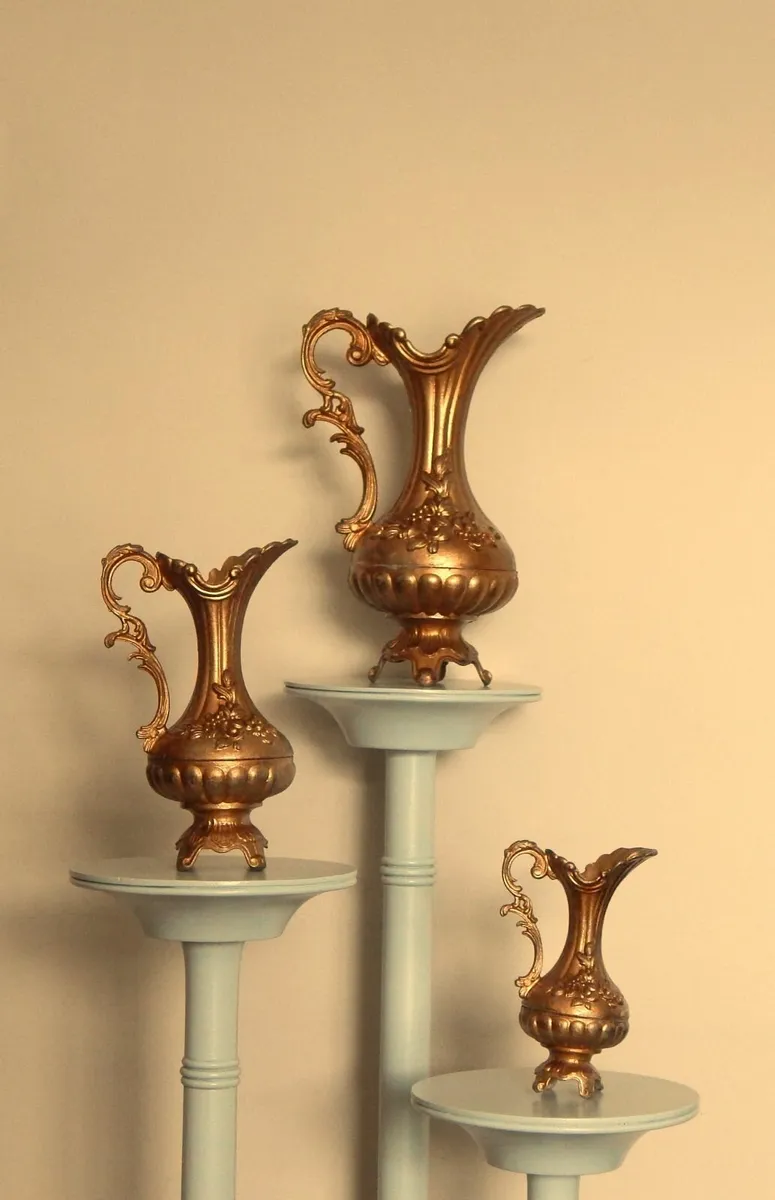 Set of 3 Italian Made Metalware Pitcher/Ewer - Image 2