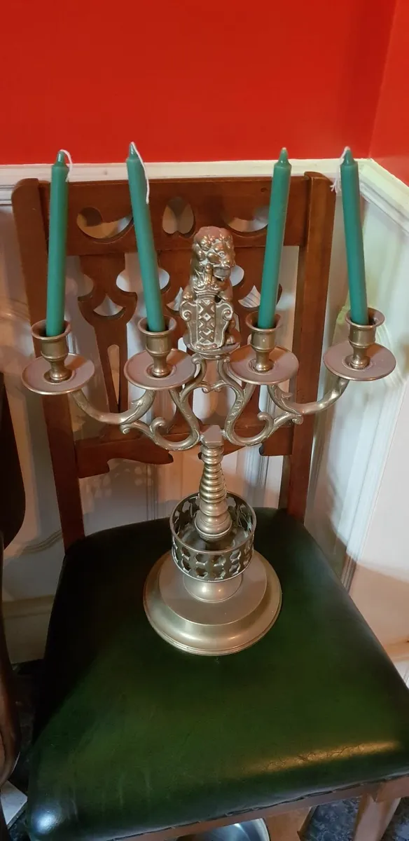 2 large brass candlestick holders - Image 2