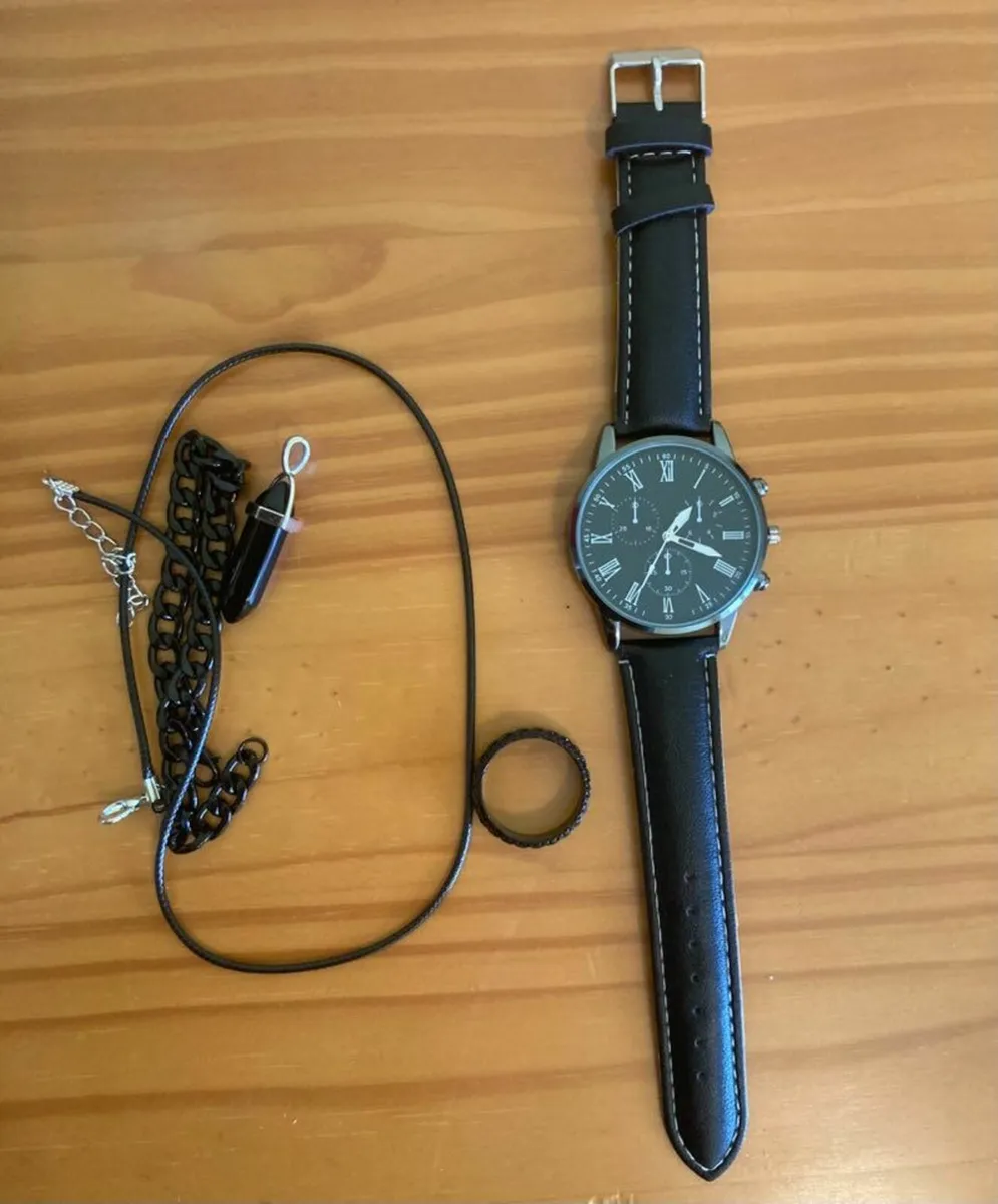 Men’s Black Quartz Watch Set - Image 2
