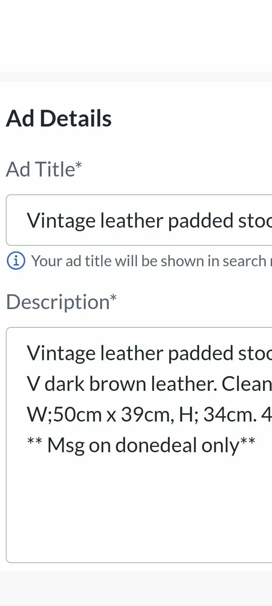 Vintage leather cushioned stool with storage - Image 2