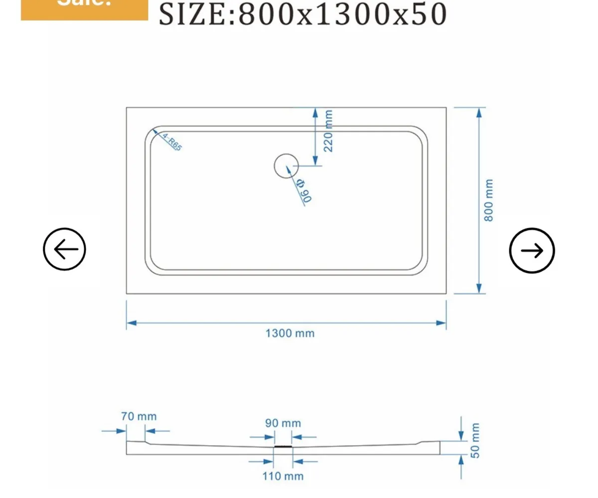 Shower Tray 1300 x 800 - Image 2