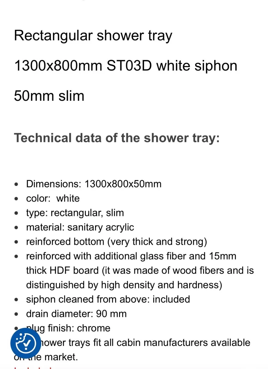 Shower Tray 1300 x 800 - Image 3