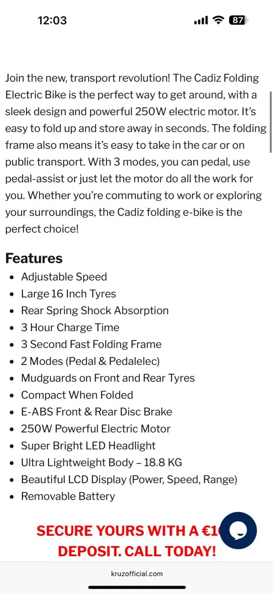 Cadiz Folding Electric Bike - Image 3