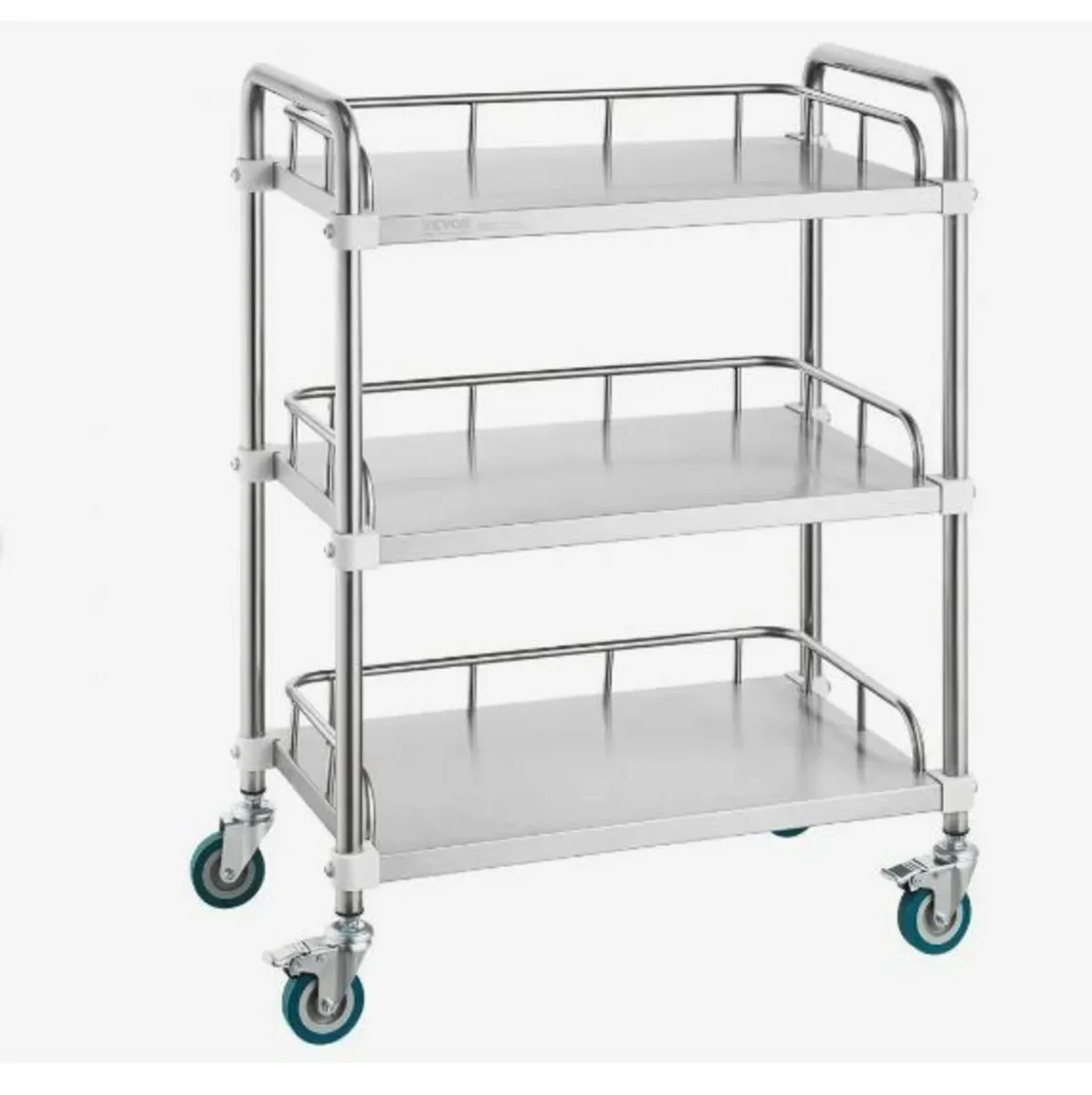 Lab Rolling Cart, 3-Shelf Stainless Steel Rolling - Image 4