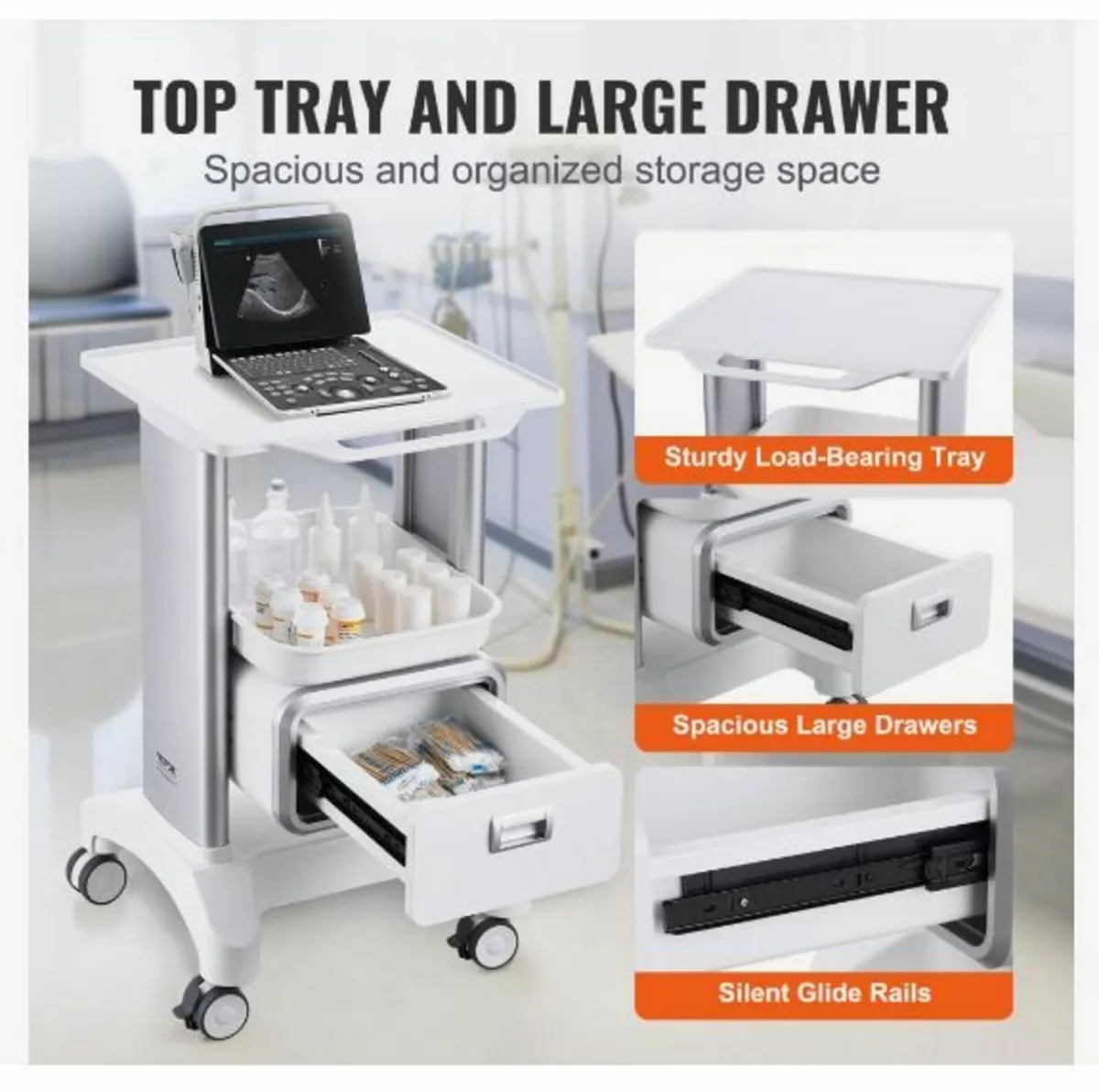 2 Tiers Lab Carts, Lab Utility Cart - Image 4