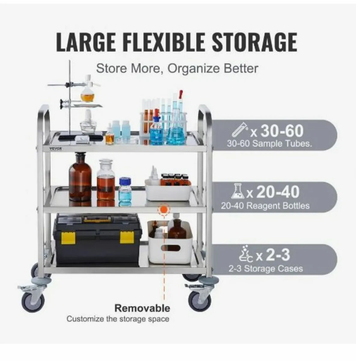 Stainless Steel Cart, 3 Layers - Image 4