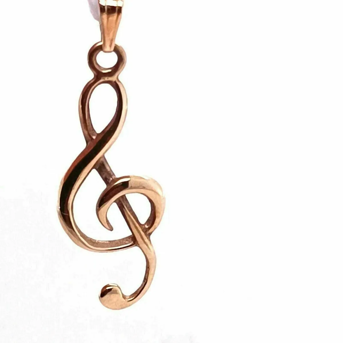 9k Yellow Gold Treble Clef Pendant / Charm - Image 2