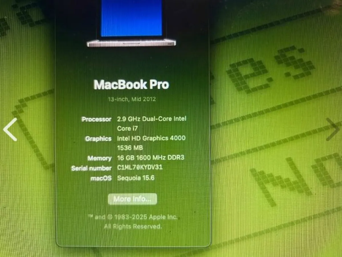 Apple Macbook Pro (2012 / i7/16GB RAM/750GB SSD) - Image 3