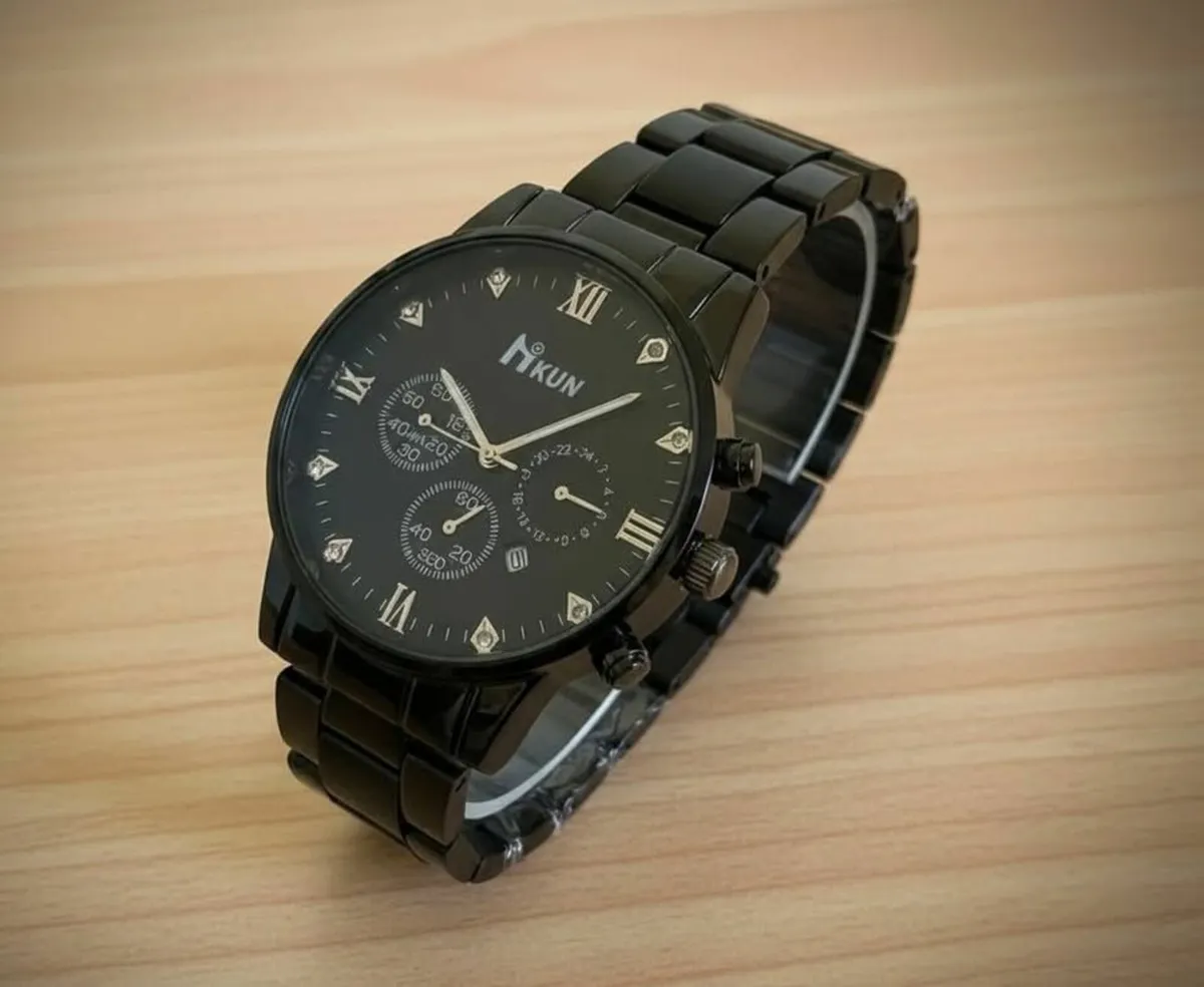 Men’s Black Quartz Watch by Nikun - Image 1