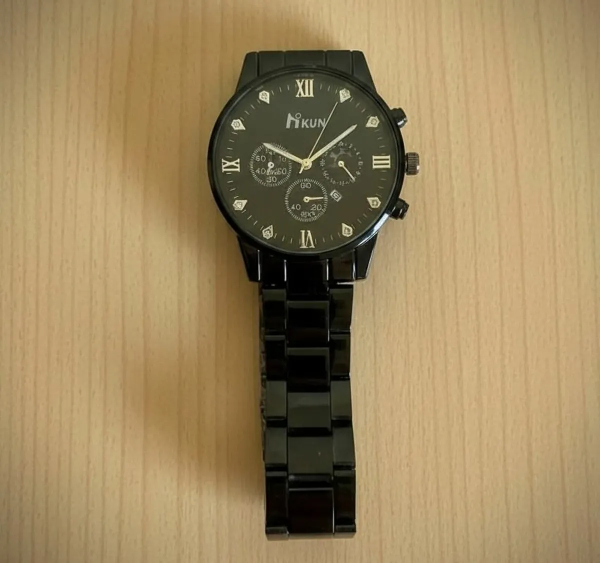 Men’s Black Quartz Watch by Nikun - Image 2