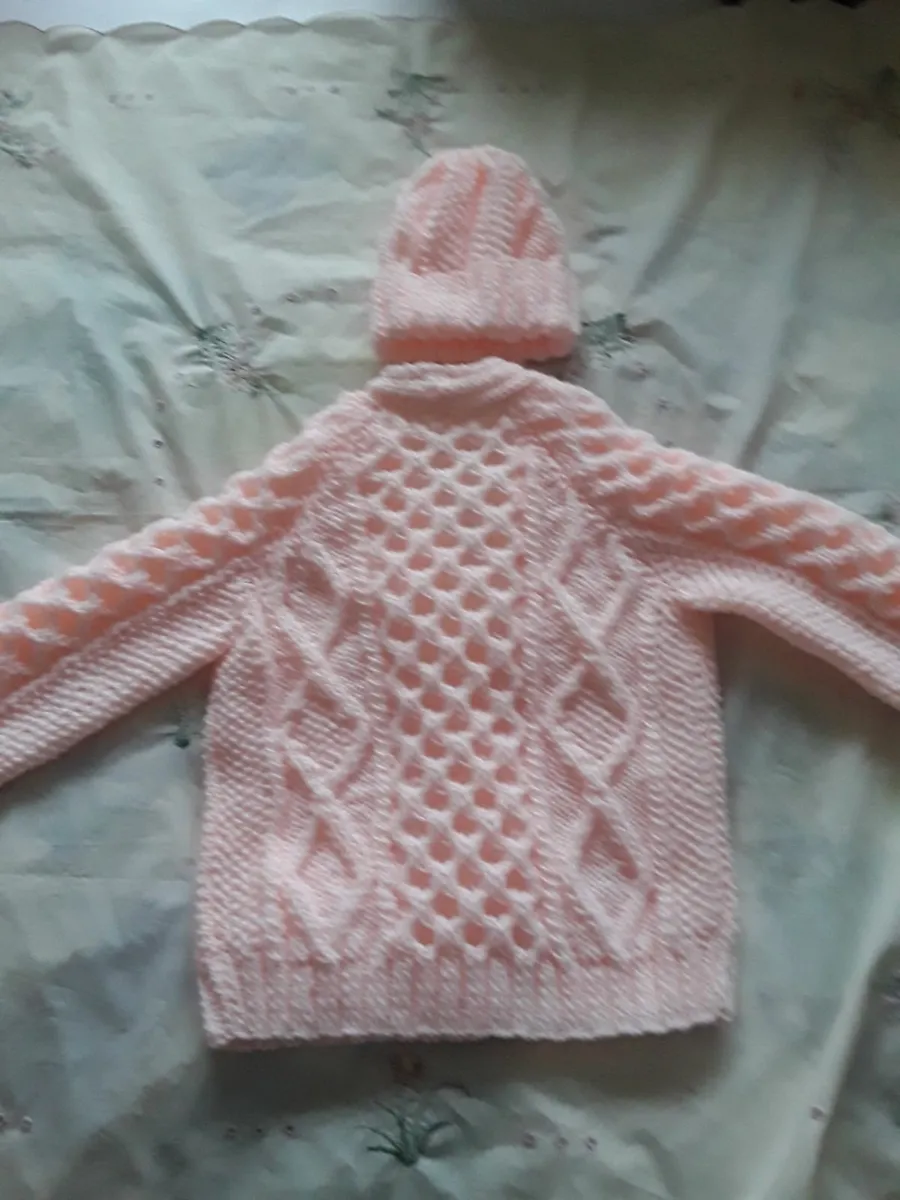 How knitted baby Aaron cardigan and hat - Image 2