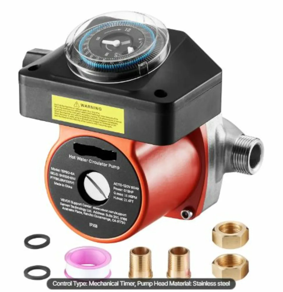 Hot Water Recirculating Pump, with Timer, 38 LPM - Image 1