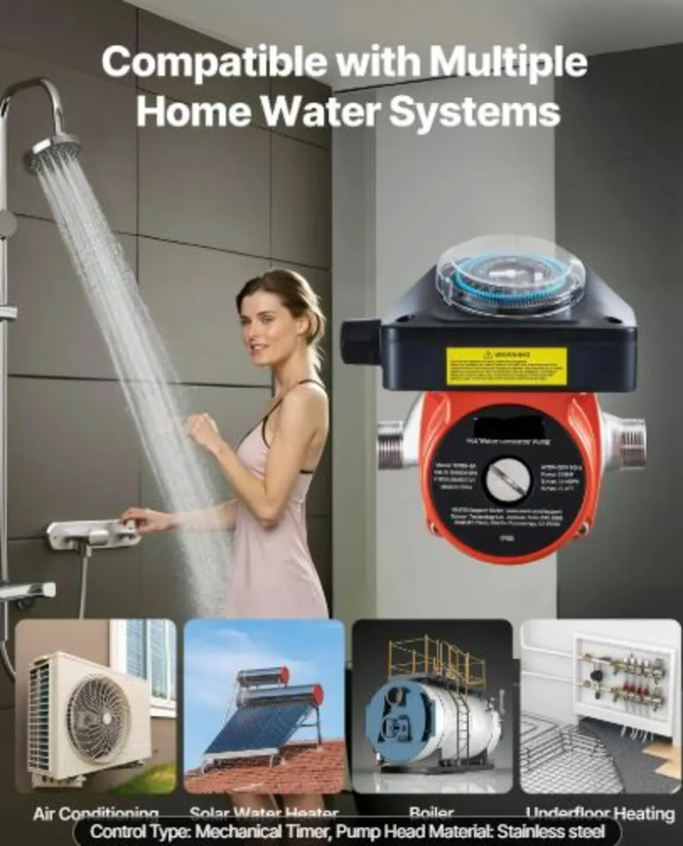 Hot Water Recirculating Pump, with Timer, 38 LPM - Image 4