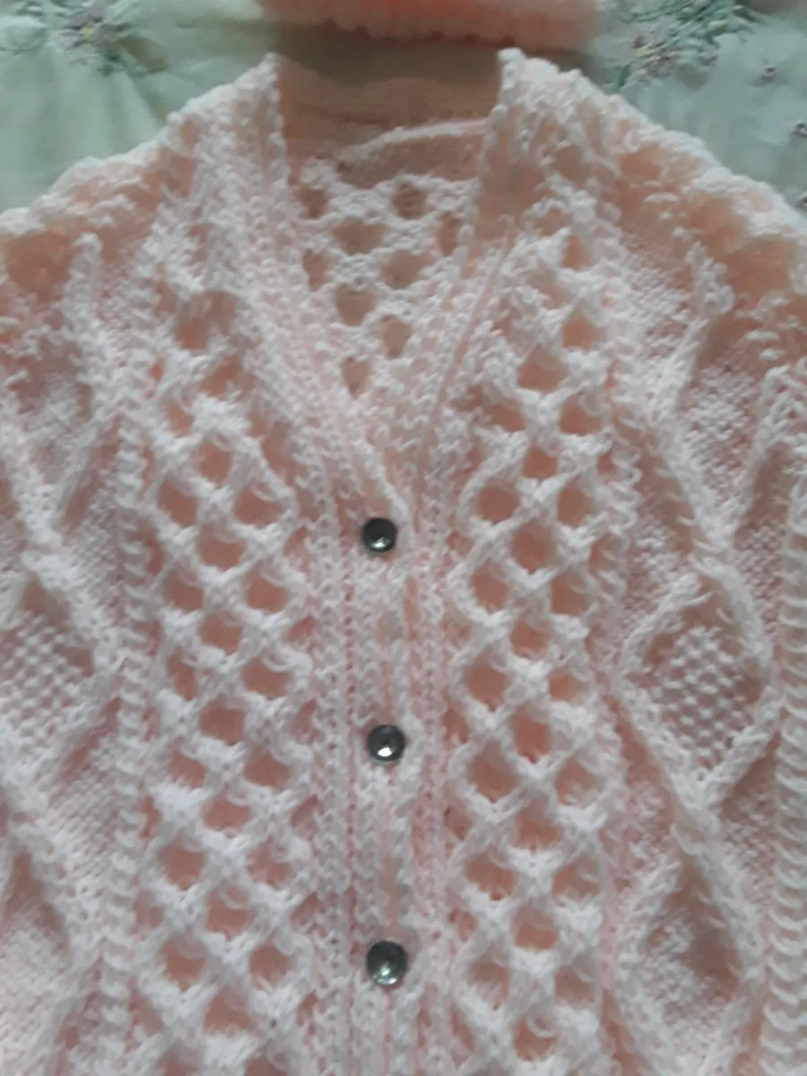 How knitted baby Aaron cardigan and hat - Image 4