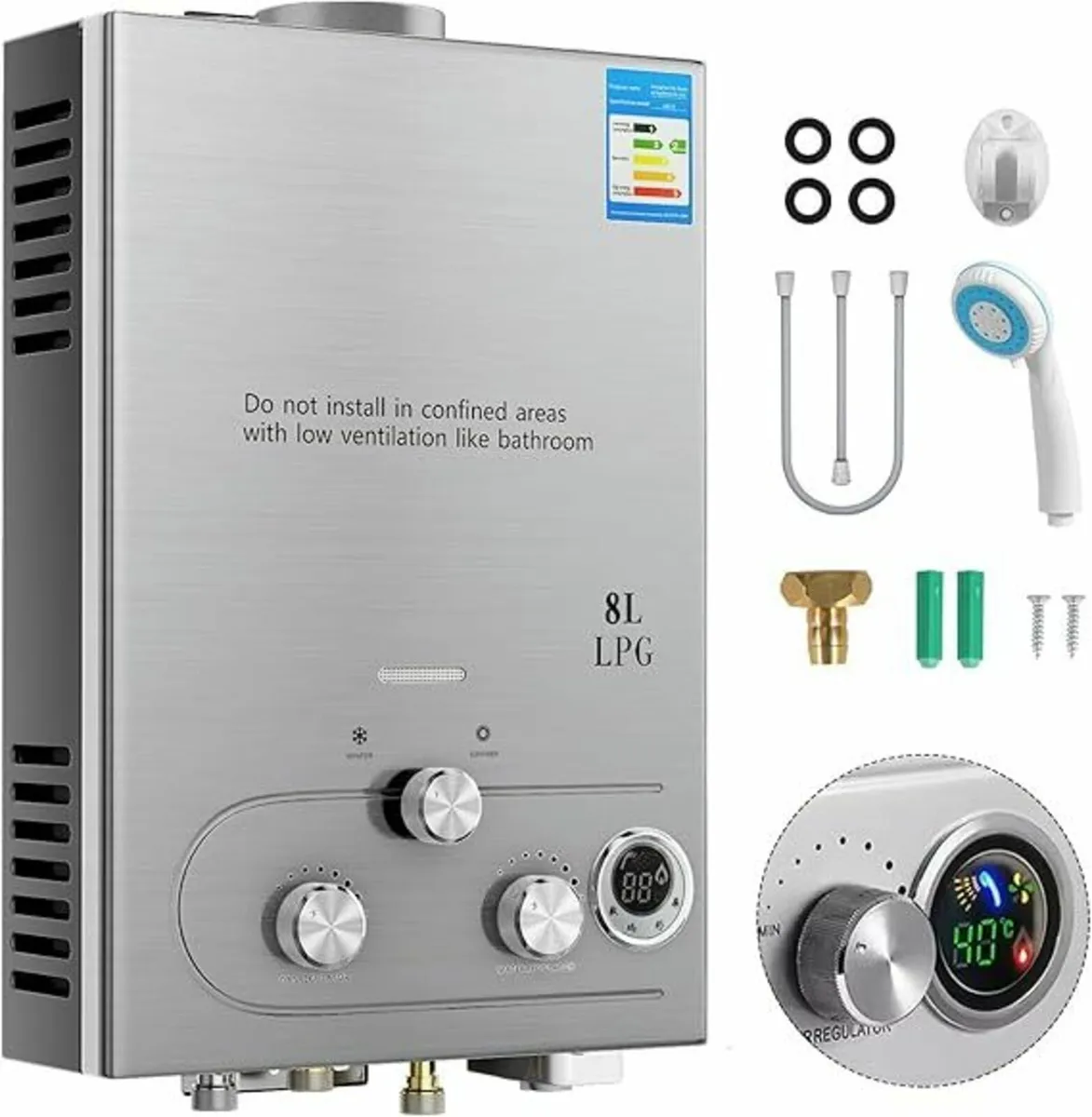 Tankless 8L LPG Instant Gas Hot Water Boiler - Image 1