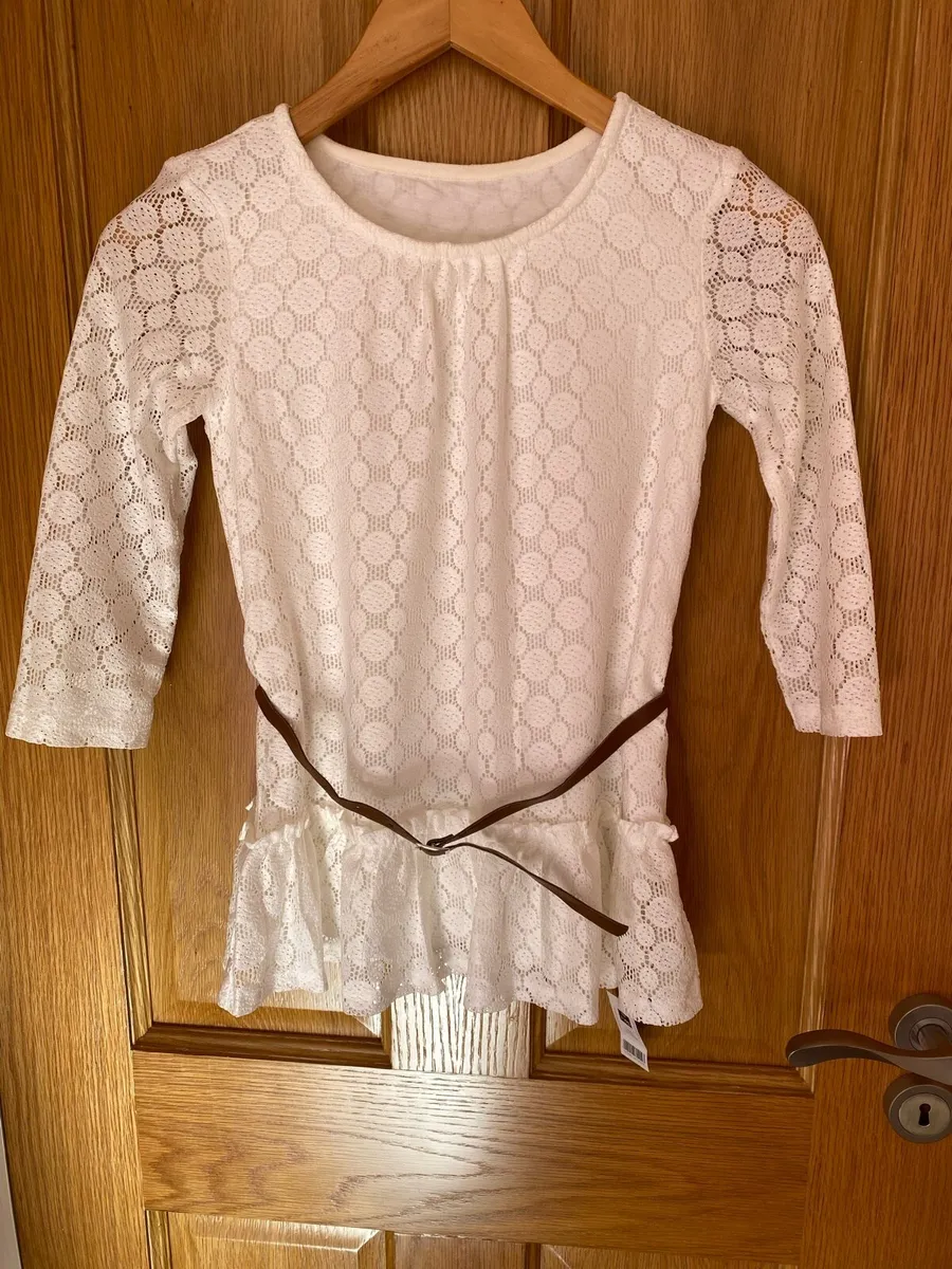 Girl’s Brand New Elegant Cream Lace Floral Dress - Image 2