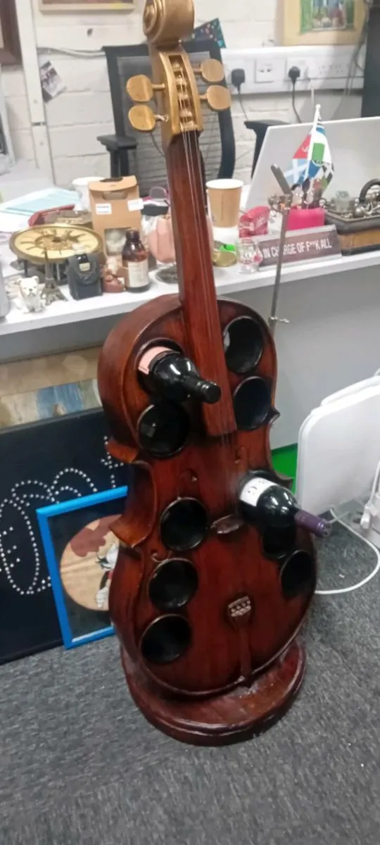 Decorative Wooden Cello Wine Rack - Image 1