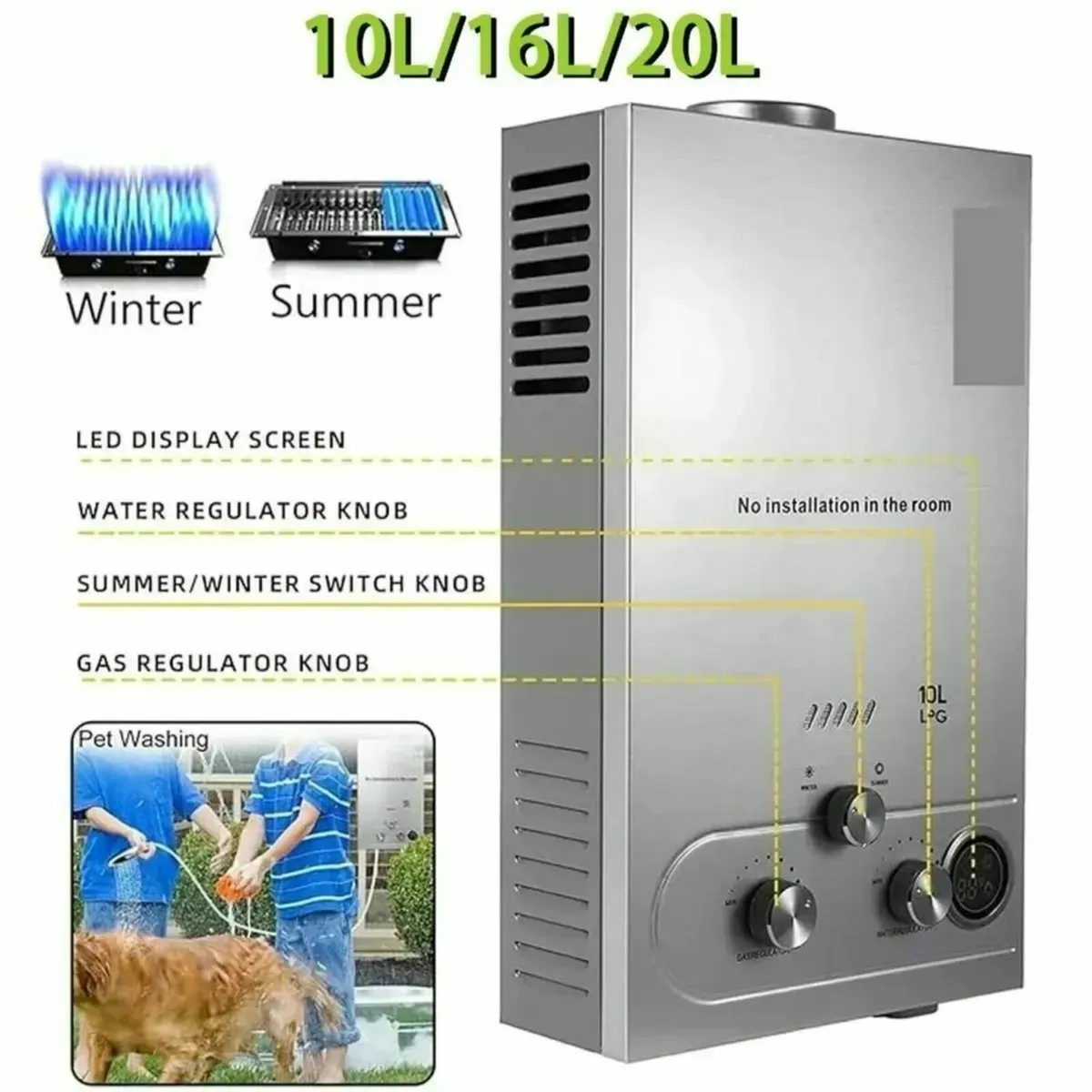 20L Tankless LPG Propane Instant Water Heater - Image 3