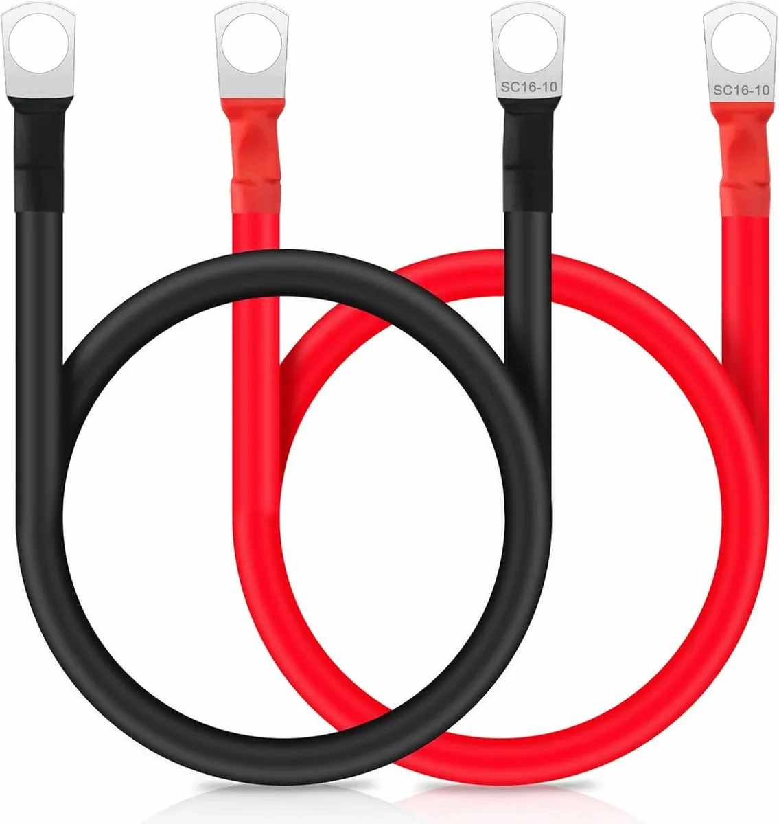 2Pcs 30cm Battery Inverter Cable 5AWG/16mm² 12v Ba