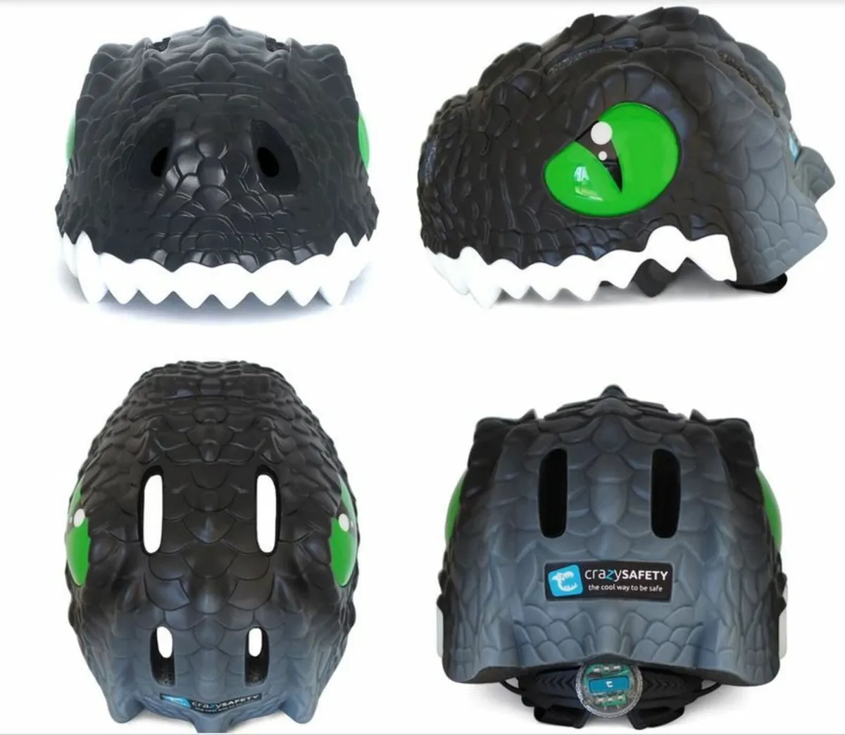 Awesome CRAZY SAFETY BLACK DRAGON kids bike helmet - Image 2