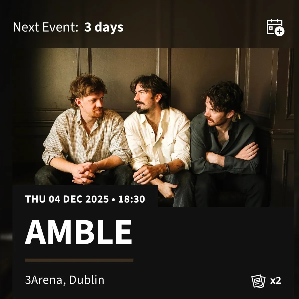 Amble tickets 3 arena 4th December