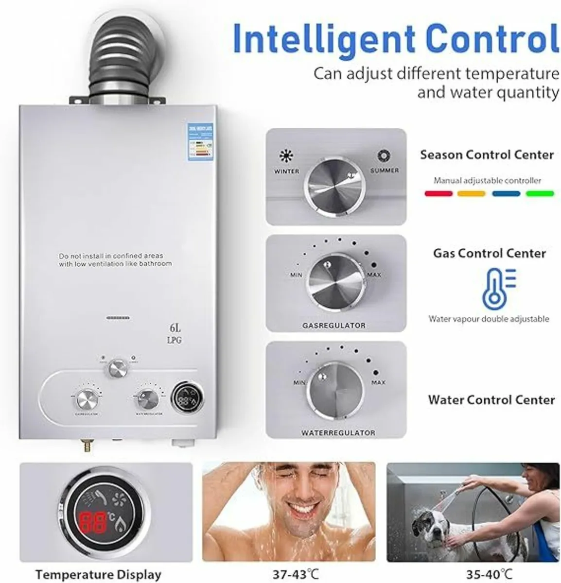 12L Tankless LPG Gas Water Heater for Camping - Image 4