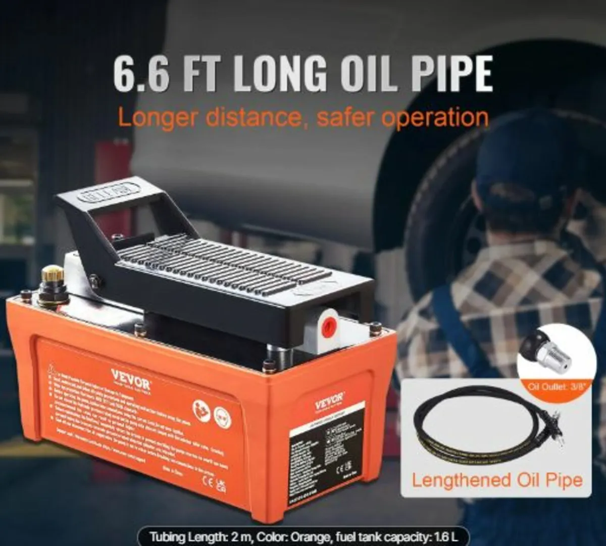 Air Hydraulic Pump,6895 bar1.9L Reservoir,NPT 10mm - Image 2