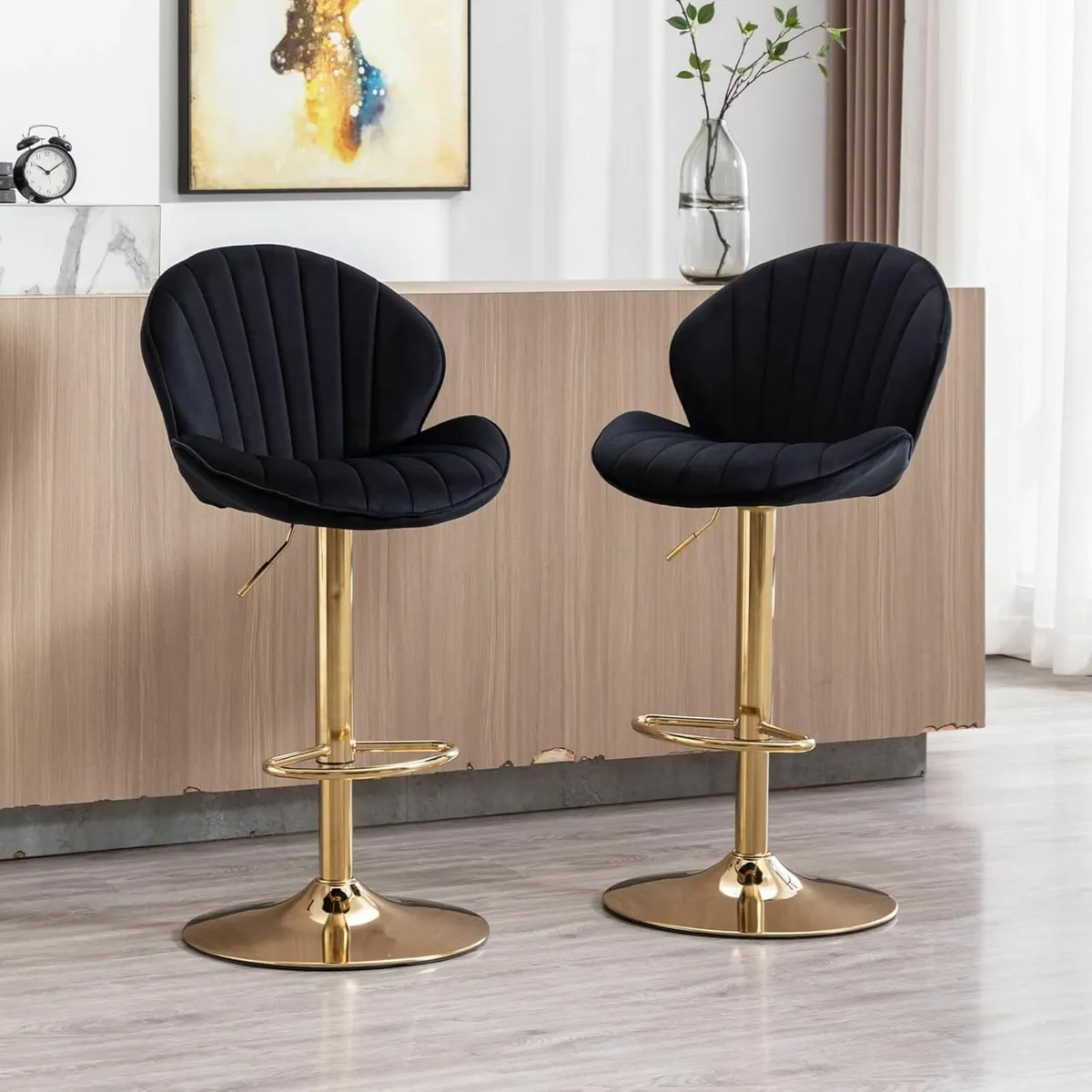 Set of 2 Luxury Bar Stools swivel with a stunning - Image 1