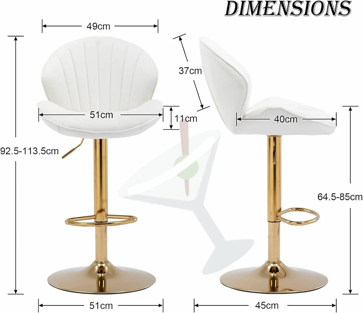 Set of 2 Luxury Bar Stools swivel with a stunning - Image 2