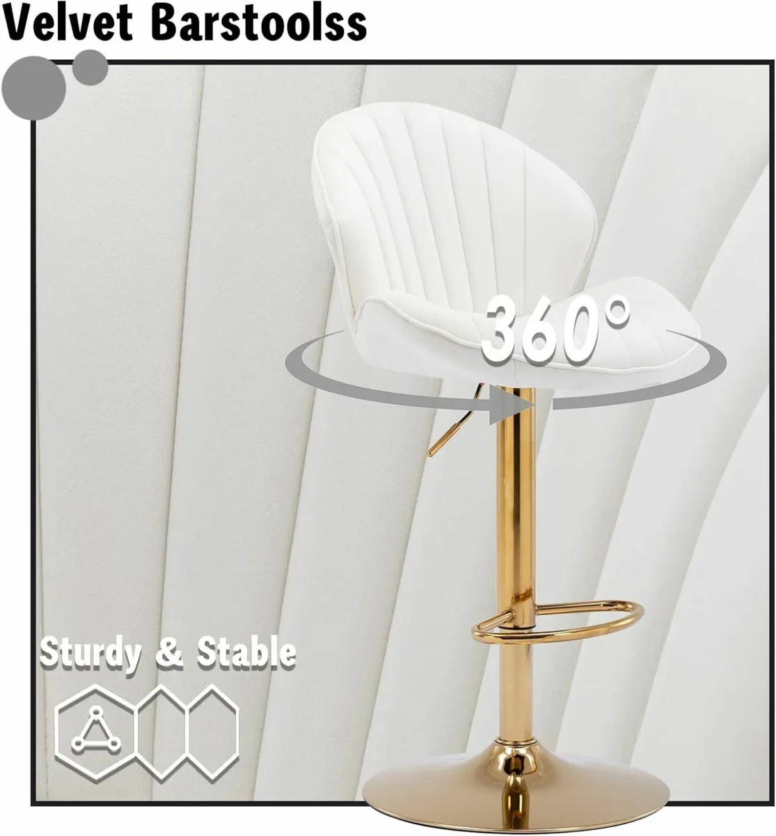 Set of 2 Luxury Bar Stools swivel with a stunning - Image 3