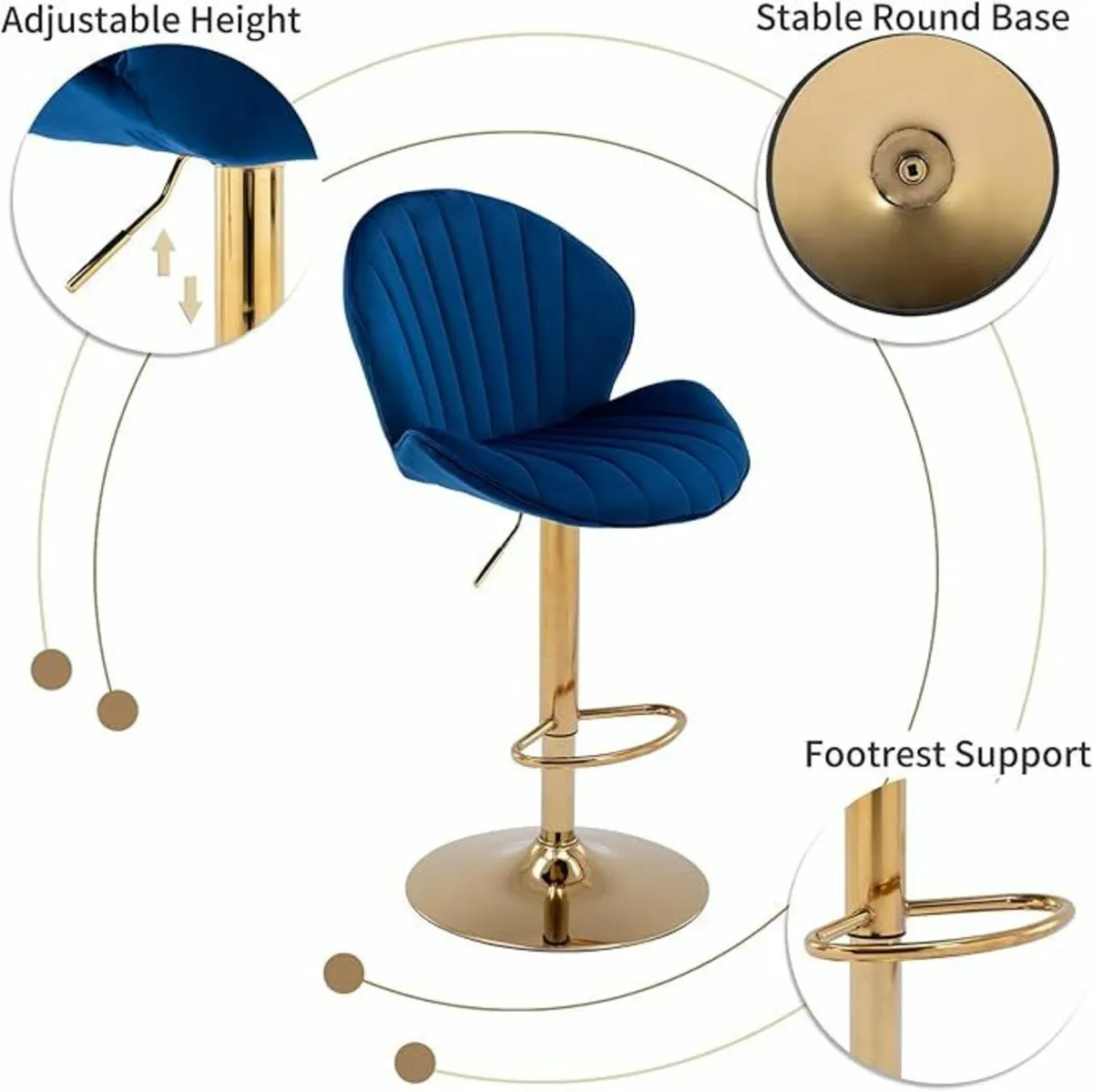 Set of 2 Luxury Bar Stools swivel with a stunning - Image 2