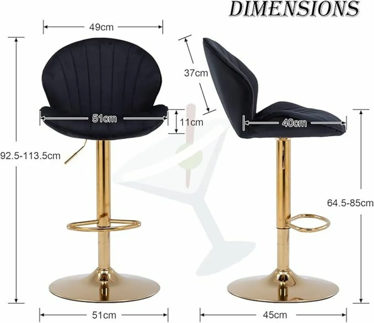 Set of 2 Luxury Bar Stools swivel with a stunning - Image 3