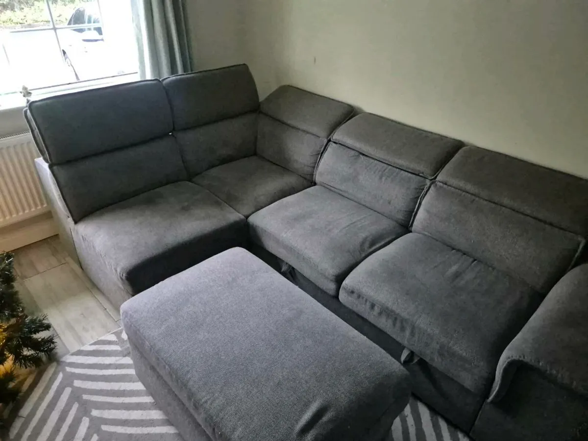 Corner Sofa Bed and Ottoman - Image 1