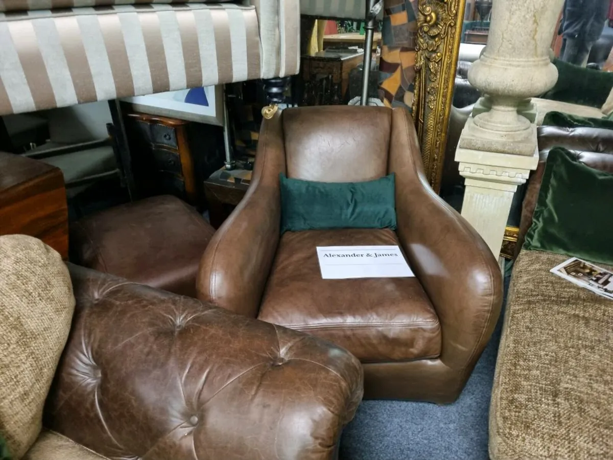 Leather chair and foot stool