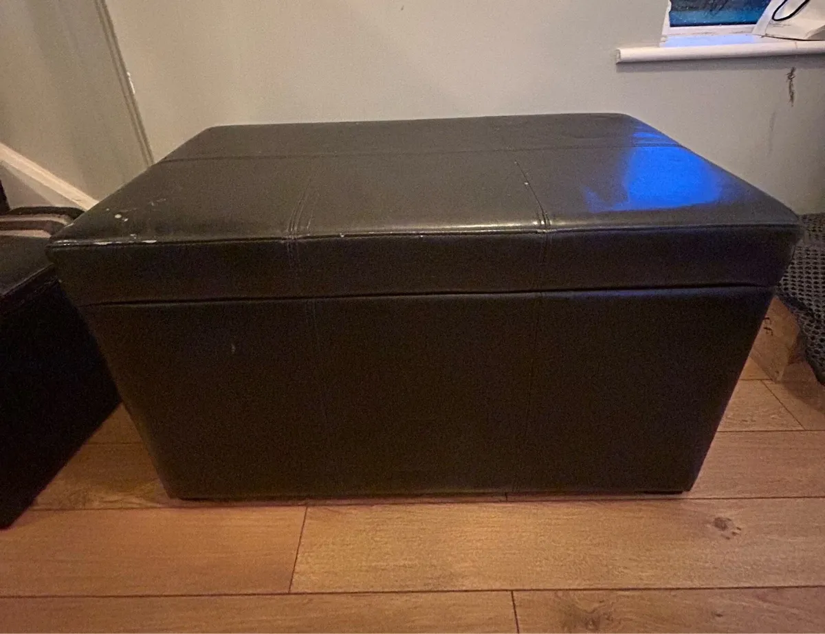 Faux leather storage box with stool - Image 1