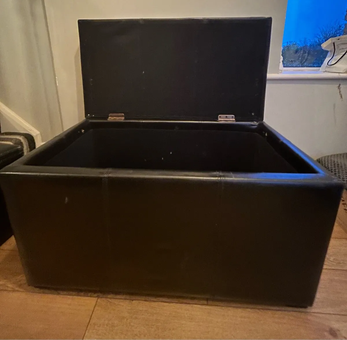 Faux leather storage box with stool - Image 2