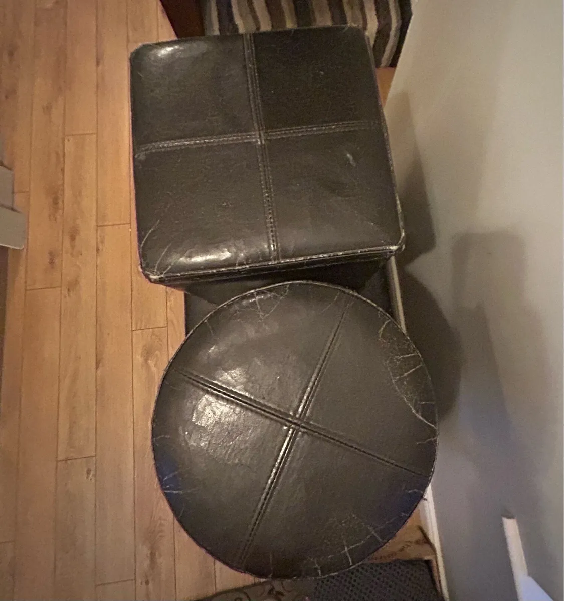 Faux leather storage box with stool - Image 4