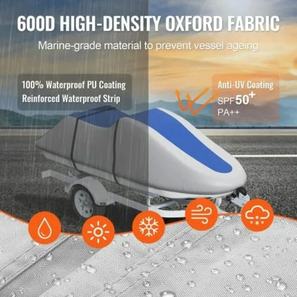 Jet Ski Cover, 3200-3420 mm Trailerable Waterproof - Image 3